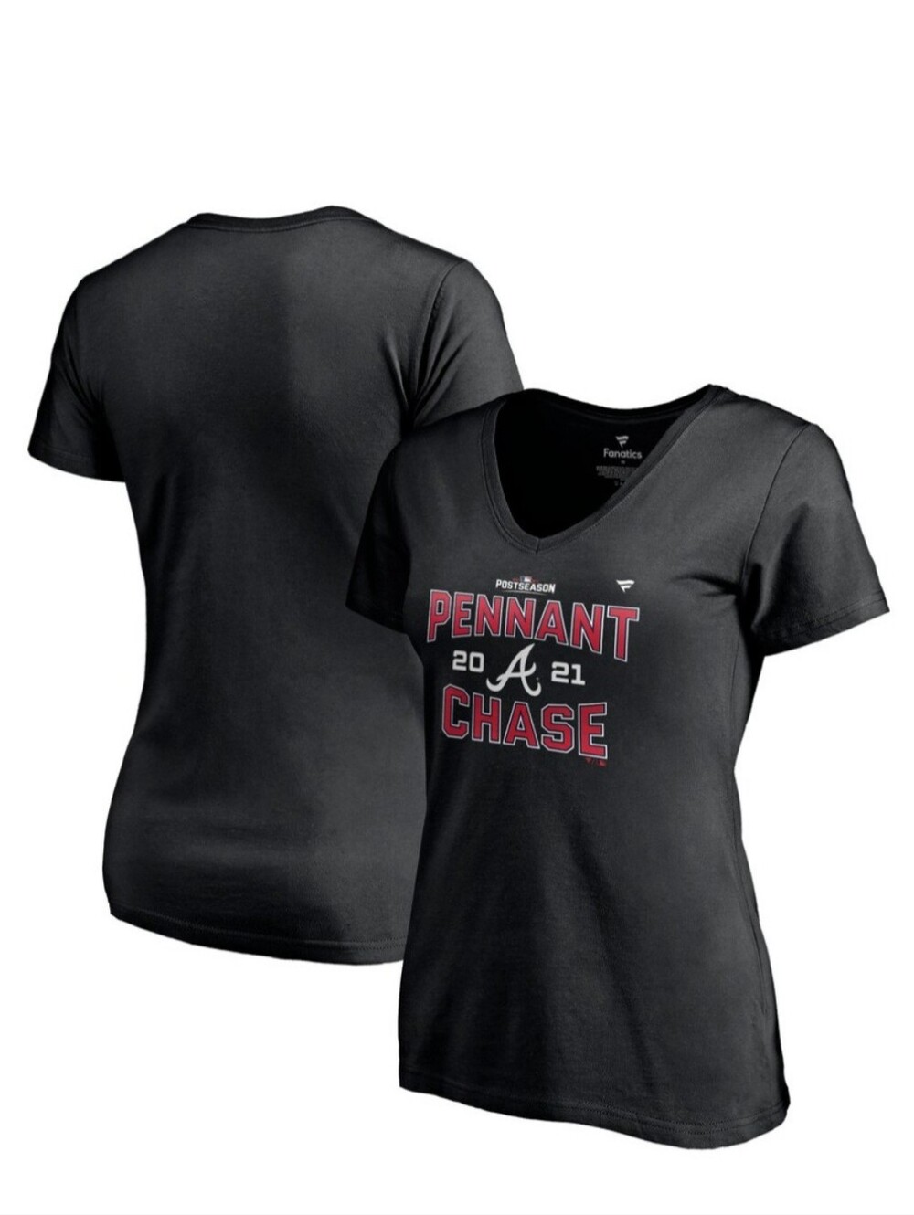Womens Fanatics Black Atlanta 'Pennant Chase' V-Neck Tee Size XXL